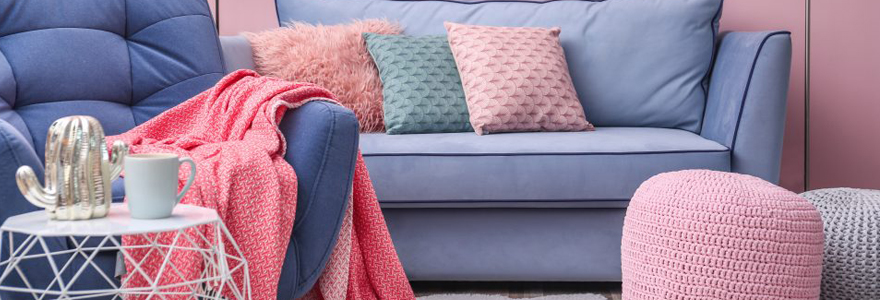 pouf et coussin du salon